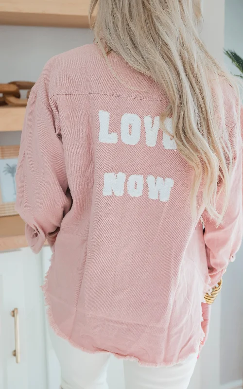 Rose Garment Washed "Love Now" Jacket - Final Sale Cashmere
