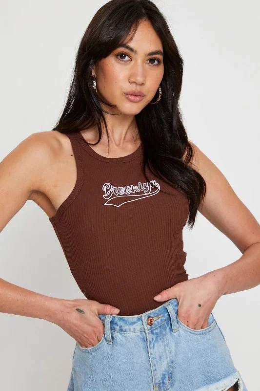 Brown Singlet Top Sustainable Organic