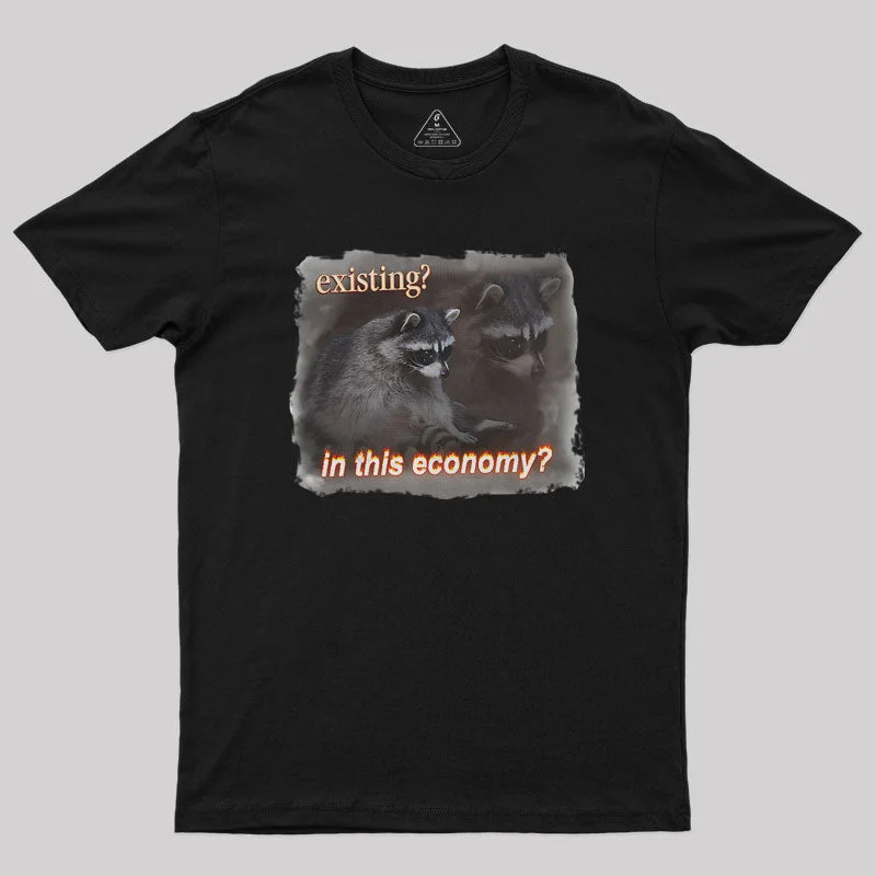 Economy Raccoon Meme Nerd T-Shirt Bold Women's Animal Print