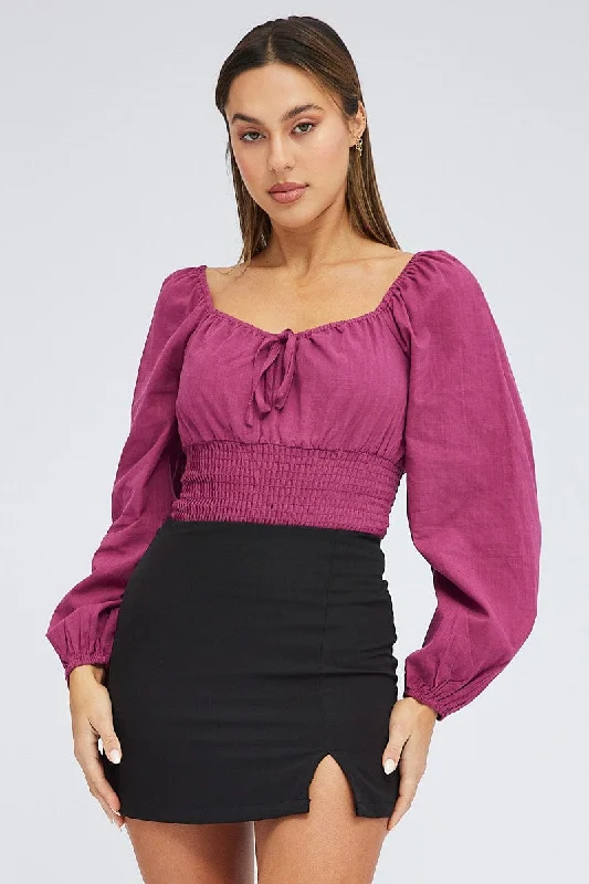 Purple Bodysuit Short Sleeve Sweetheart Neck European