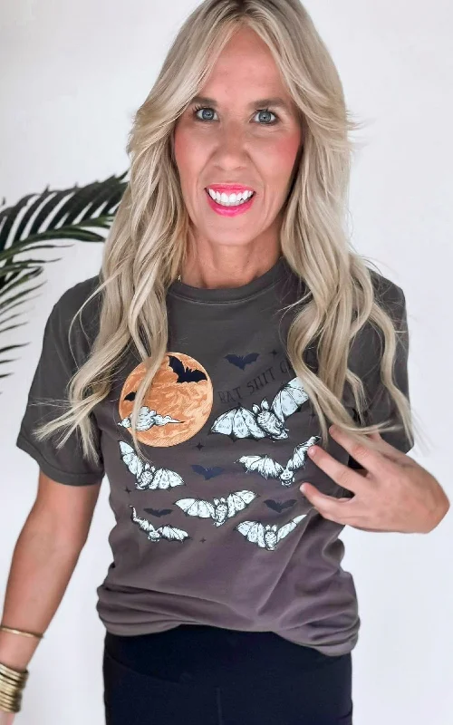 Bat Shit Crazy Garment Dyed Graphic T-shirt - Final Sale Hip Women's Retro