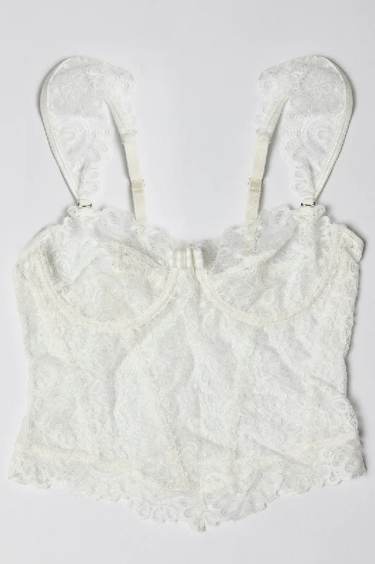White Lace Corset Top Relaxed Women's Beachy