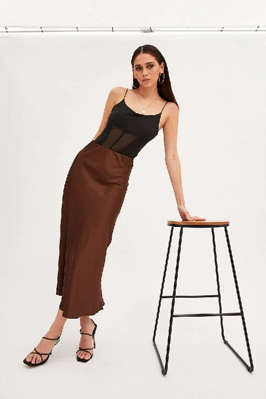 Black Bodysuit Sleeveless Scoop Neck Waist Detail Artistic Women's Avant - 