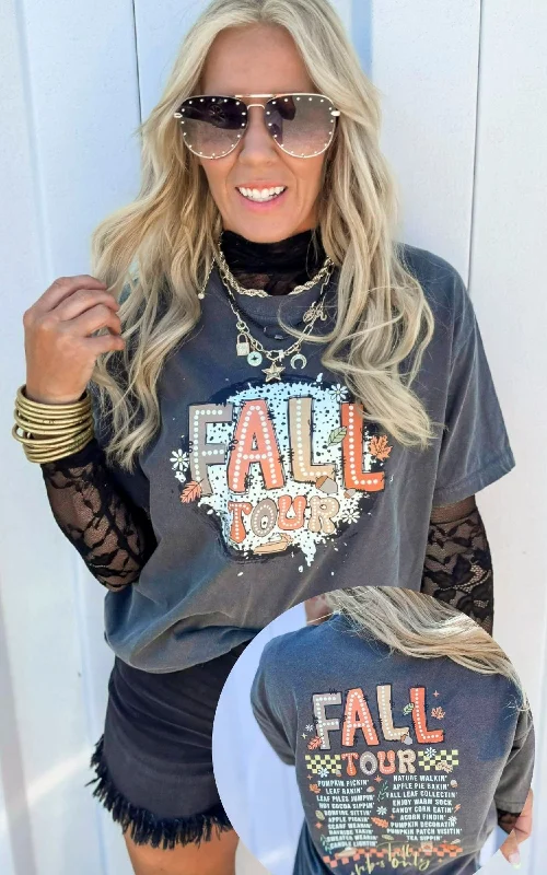 Fall Tour Garment Dyed Graphic T-shirt - Final Sale Artistic Women's Hand - painted