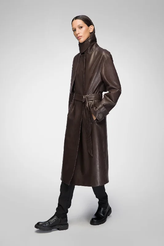 Isabelle - Brown Leather Coat Bohemian Women's Free