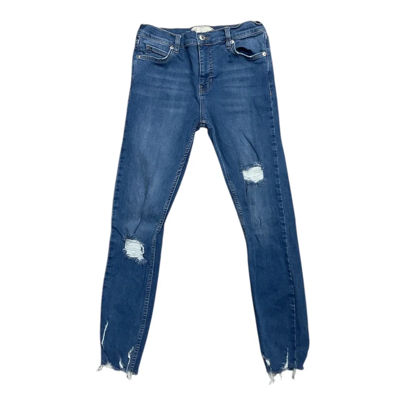 Jeans Skinny By Free People In Blue Denim, Size: 6 Sleek Women's Metallic