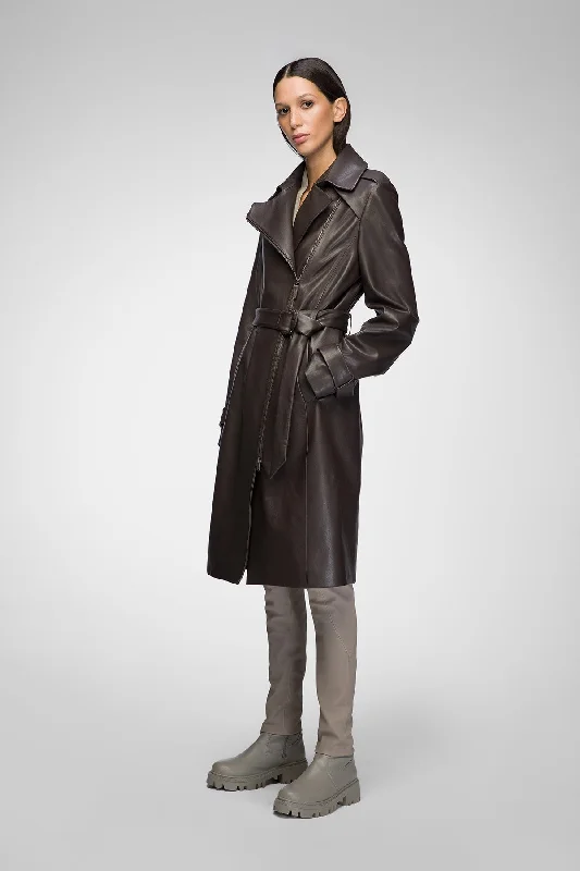 Catalina - Brown Leather Coat Rugged Women's Outdoor 