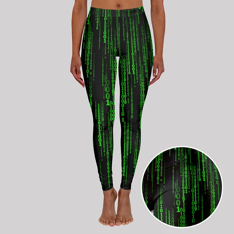 The Matrix Black Green Design Art Geek Leggings Refined Women's 