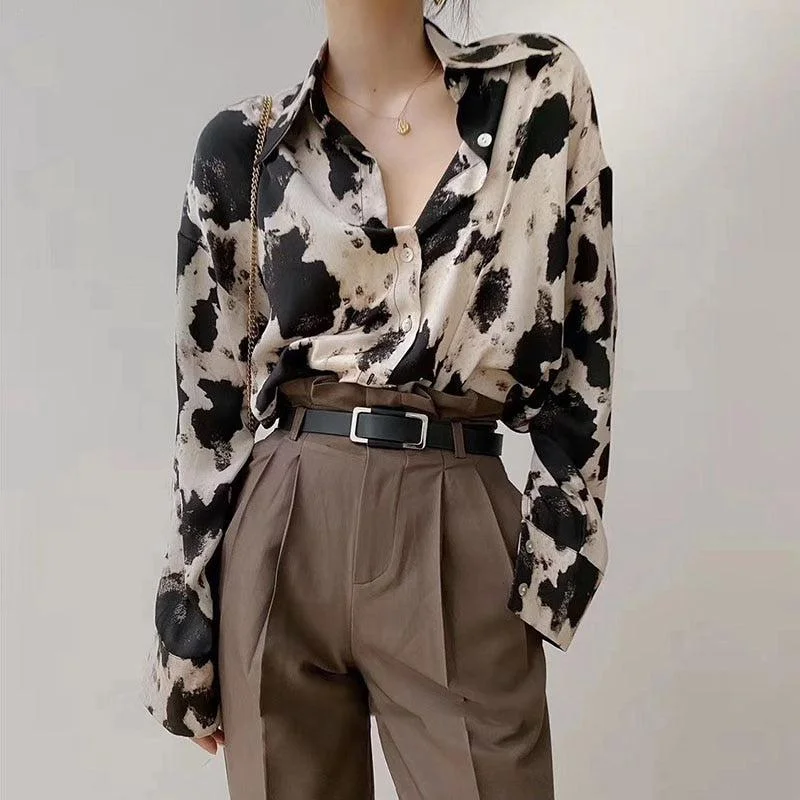 Cow Print Shirt Practical Women's Multi - 
