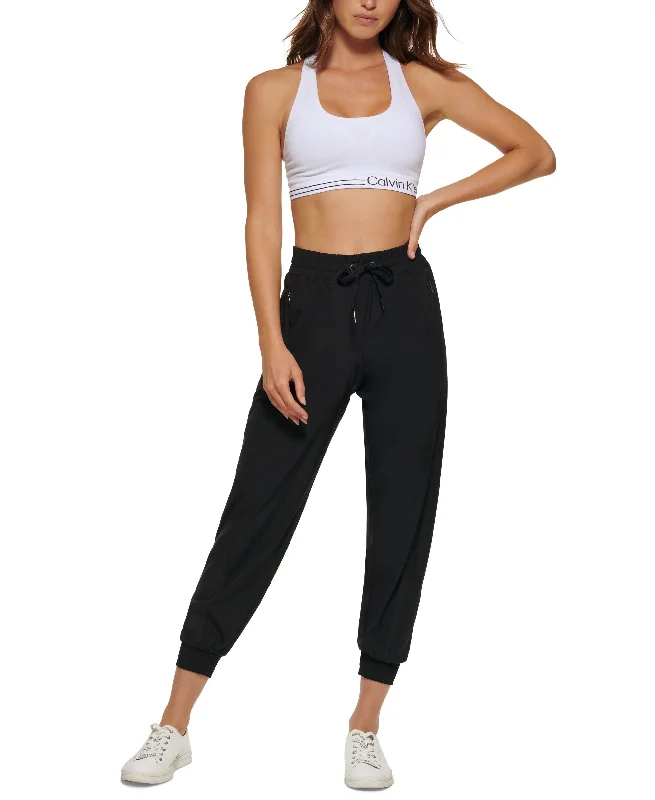 Calvin Klein Womens Performance Shine-Blocked Jogger Pants garde
