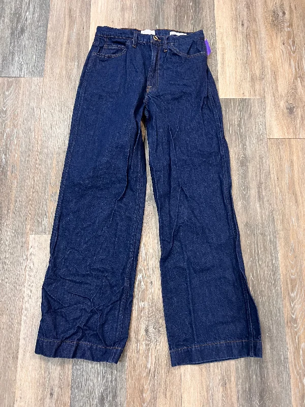 Jeans Wide Leg By Frame In Blue Denim, Size: 8/29 Cool Women's Distressed
