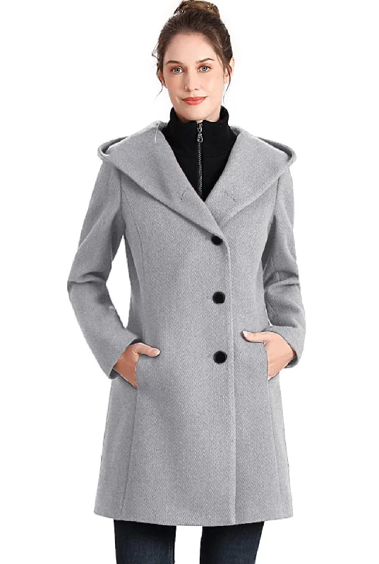 BGSD Women Sol Wool Asymmetrical Hooded Walker Coat Hip Women's Urban
