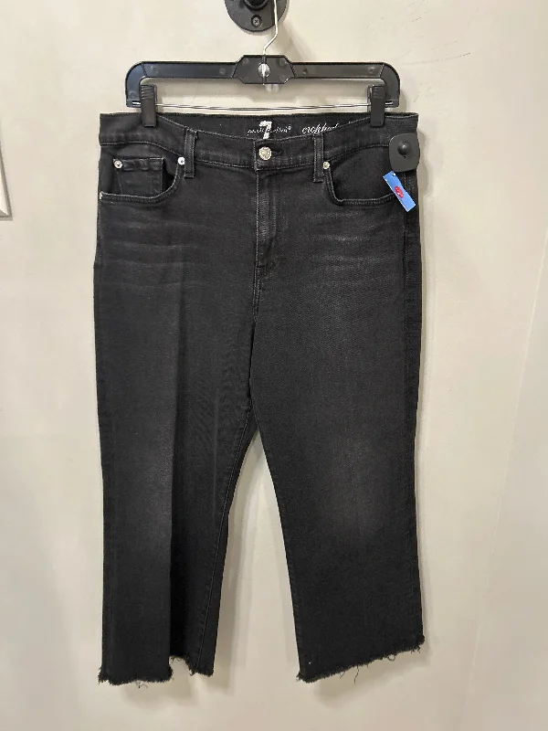 Jeans Cropped By 7 For All Mankind In Black Denim, Size: 14 Bold Women's Animal Print
