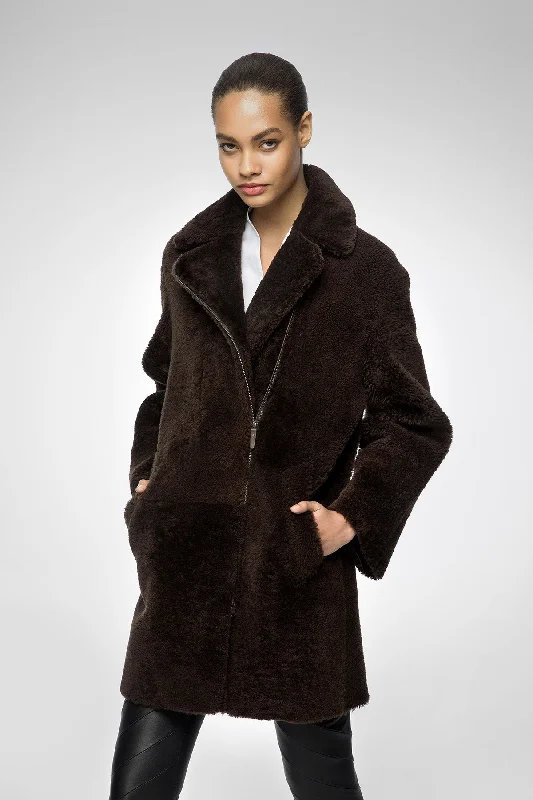 Matilda - Brown Shearling Coat Relaxed Women's Beachy