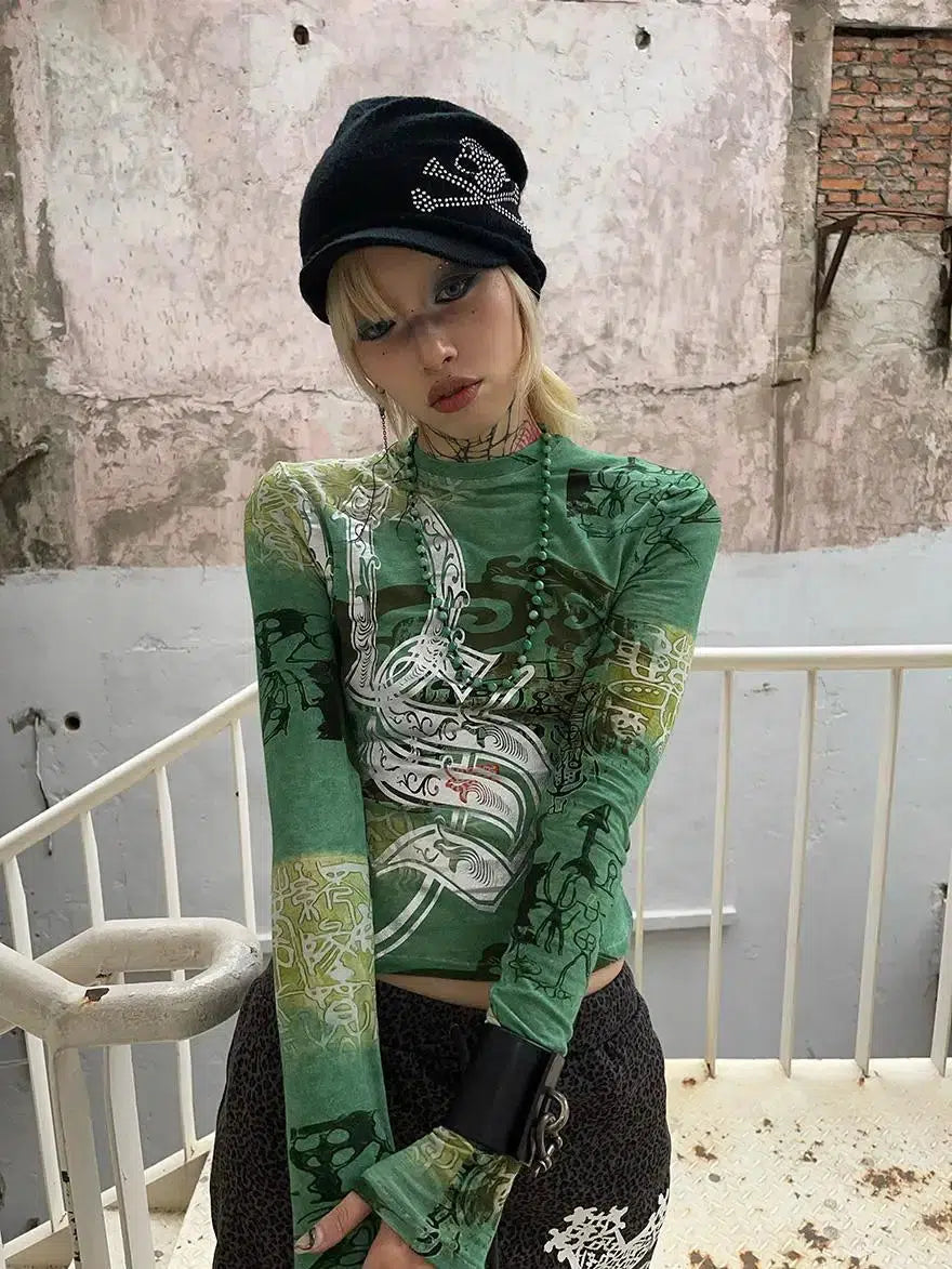 Fairy Grunge Print Top Modern Women's Tech