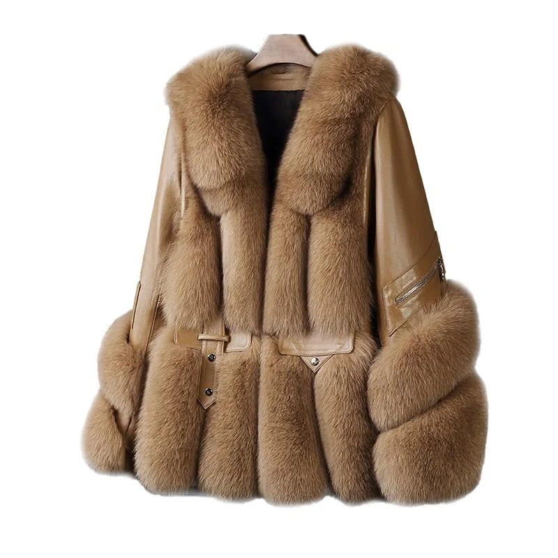 Luxury Winter Fashion Women's Fluffy Sheepskin Leather Coats & Jackets Stylish Women's Neon