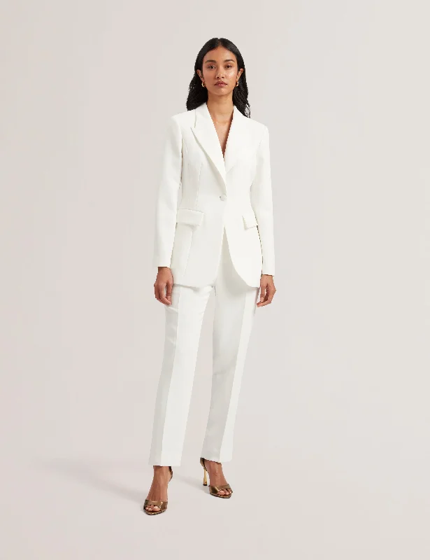 Cloa Contrast Satin Hourglass Tailored Bla White Sleek Women's 
