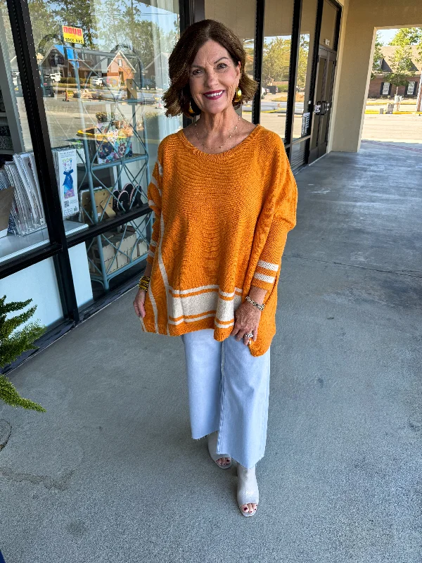 Oversized Stripe Sweater:Rust Scandinavian