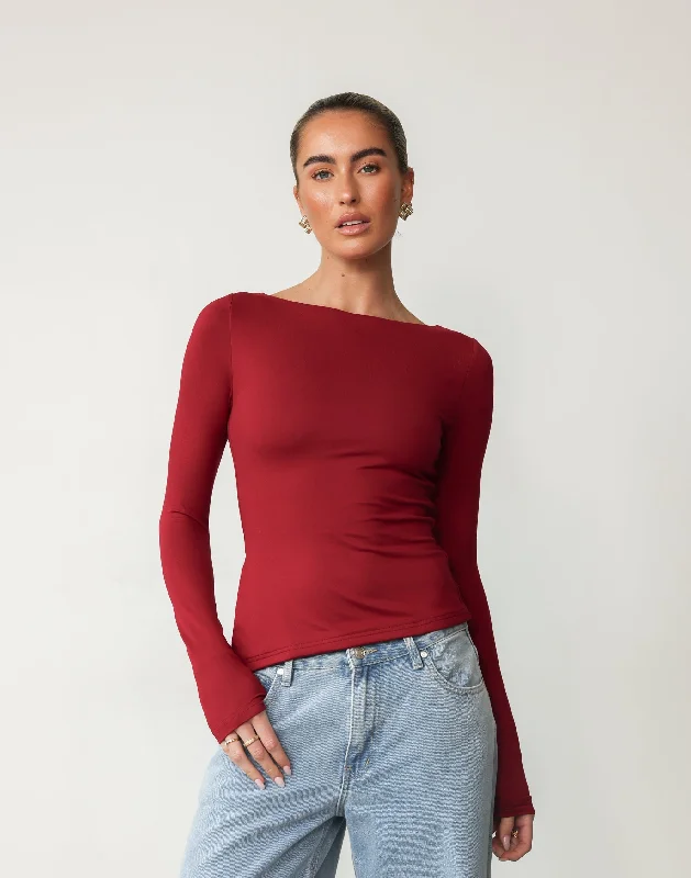 Amanda Long Sleeve Top (Cherry) performance