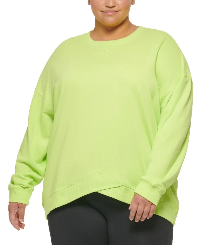 Calvin Klein Performance Plus Size Dropped-Shoulder Sweatshirt Artistic Women's Hand - painted