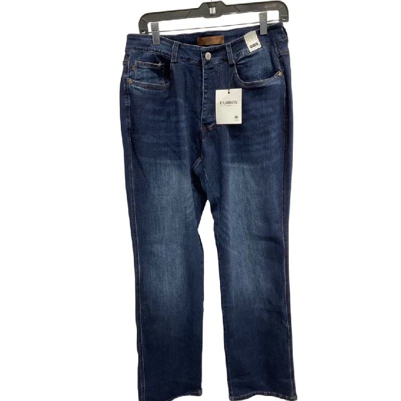 Jeans Wide Leg By Judy Blue In Blue Denim, Size: 10 Feminine Women's Soft 