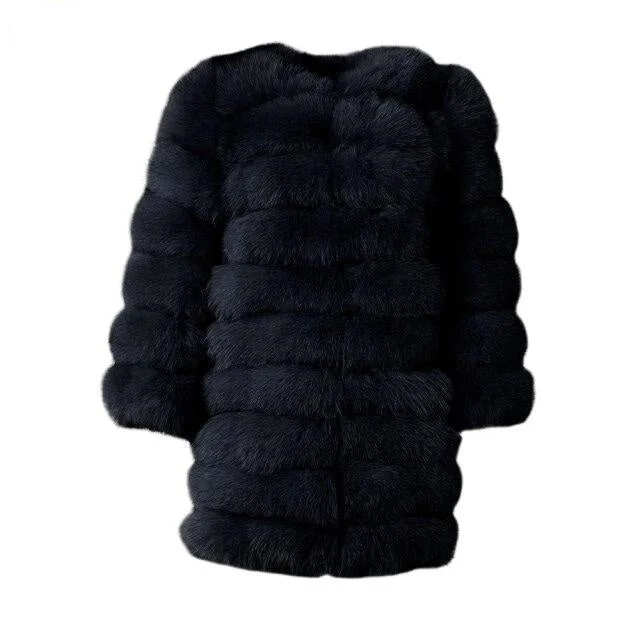 Dark Grey Winter Women's Solid Thick Fur Long Detachable Coats & Jackets Refined Women's Classic Dark Grey Winter Women's Solid Thick Fur Long Detachable Coats & Jackets Refined Women's Classic
