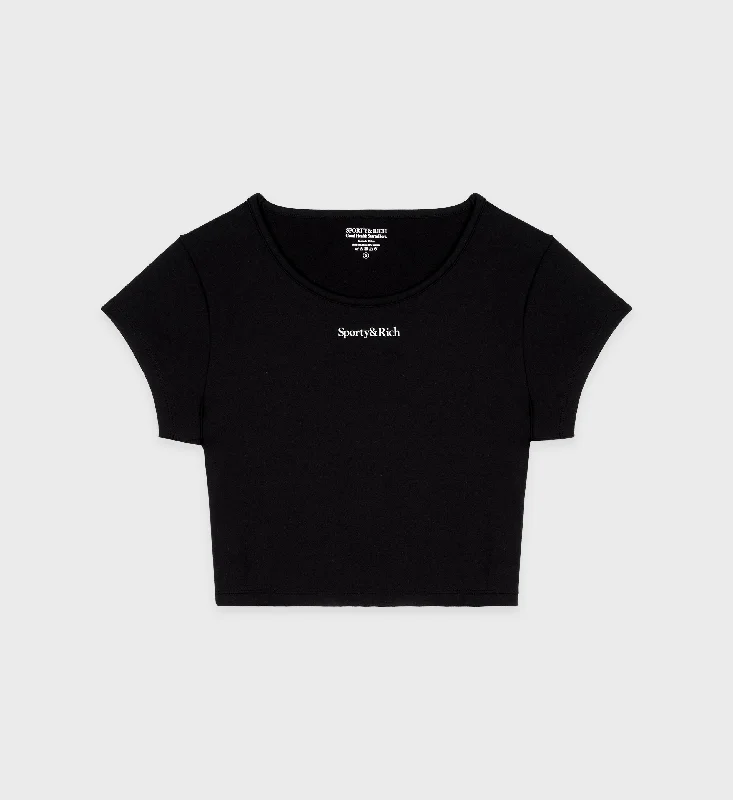 Serif Logo Training Tee - Black/White Rugged Women's Outdoor 