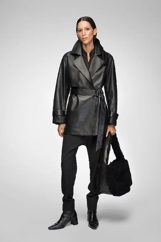 Riley - Black Leather Coat Vintage Women's 1970S 