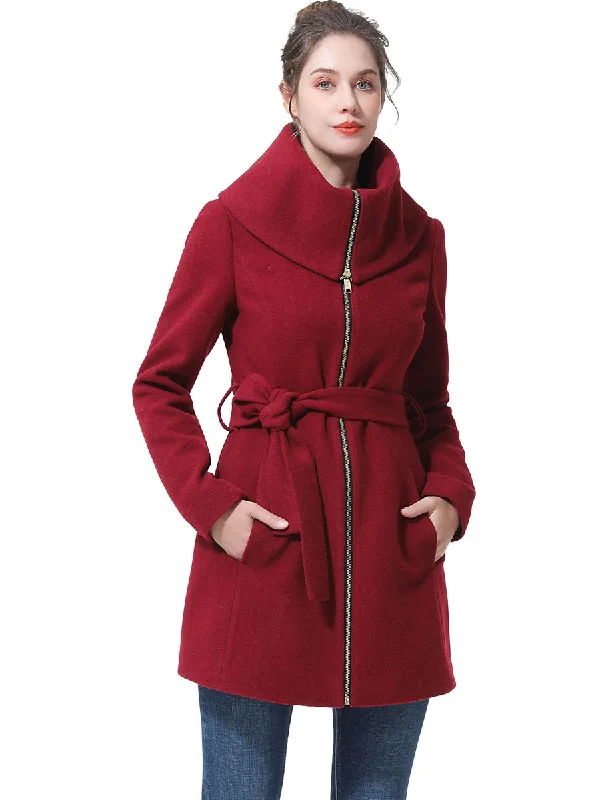 BGSD Women Aya Belted Wool Coat Bold Women's Animal Print