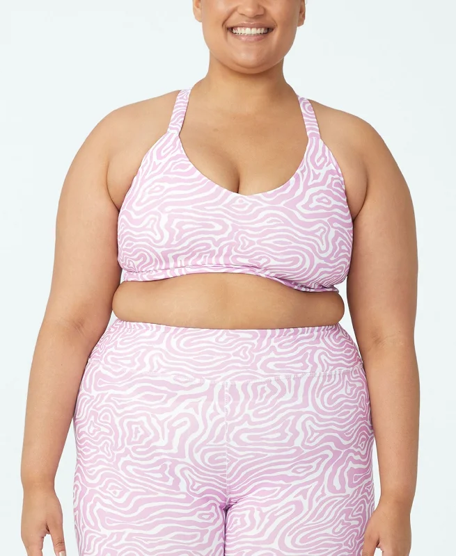 Trendy Plus Size Active Printed Bra Classic Women's Pin - striped