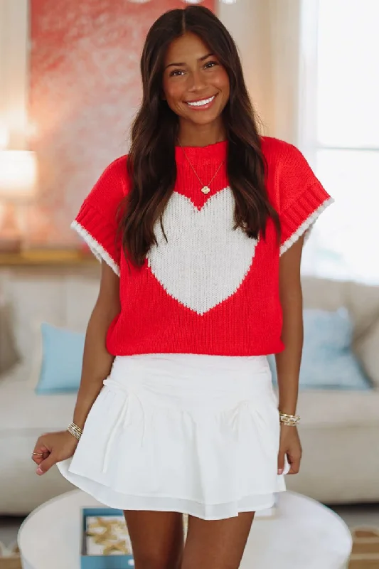 Take My Heart Crop Sweater - Red Edgy Women's Punk