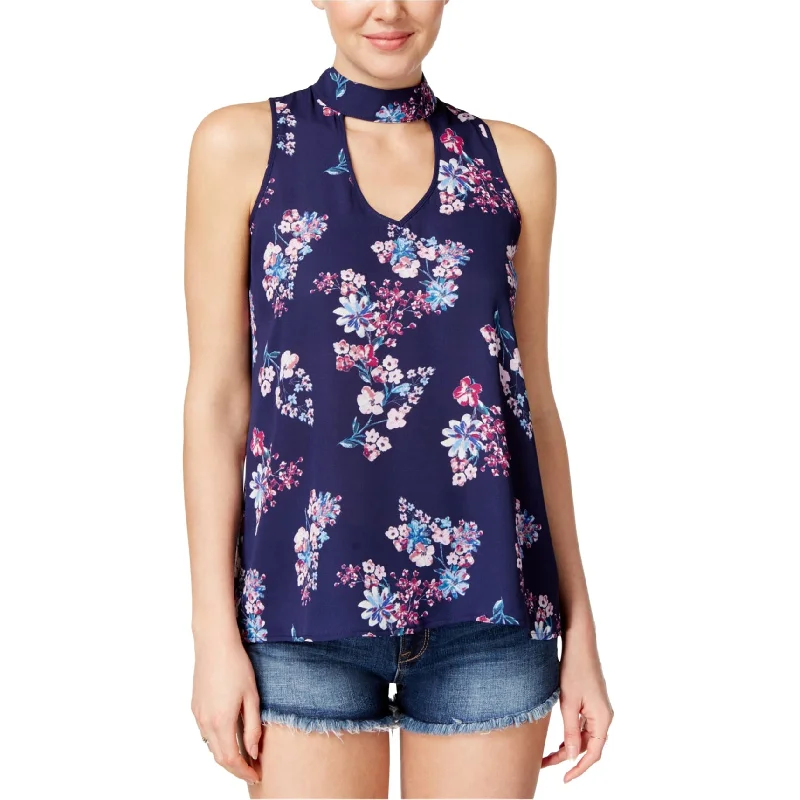 Hippie Rose Womens Keyhole Knit Blouse, Blue, Large Confident Women's Power